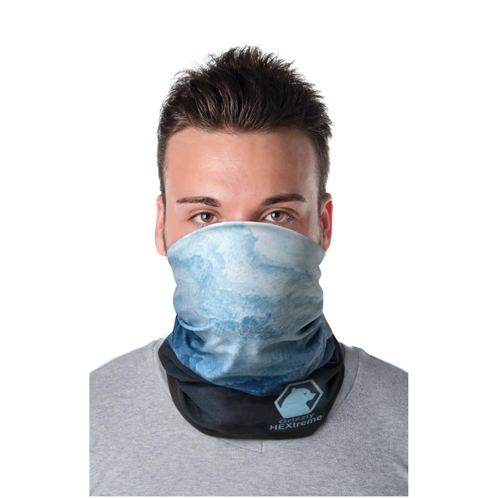 Bufanda versátil de RPET en sublimación, dobladillo y capa polar "Zoya"  - Azul marino